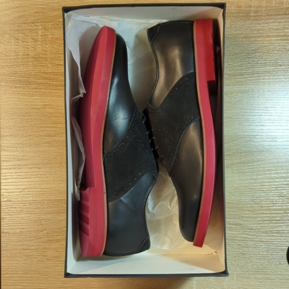 Surface To Air Black Leather Suede Red Sole Derby Oxford Saddle Wingtip Shoes 11 - Picture 7 of 9